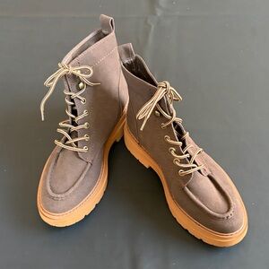 Limelight Brown Moc Toe Lace-Up Ankle Boots